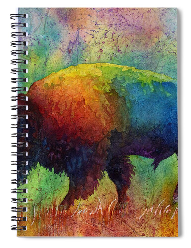 Bison Spiral Notebook featuring the painting American Buffalo 6 by Hailey E Herrera