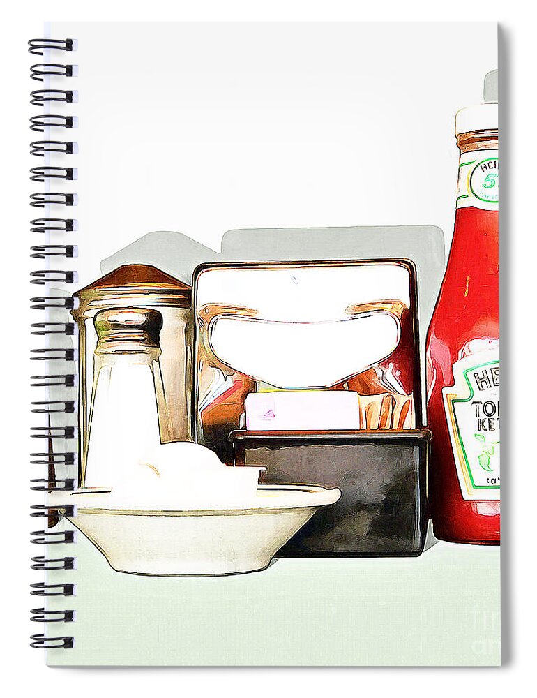 Diner Spiral Notebook featuring the photograph American Diner 20160221 square by Wingsdomain Art and Photography
