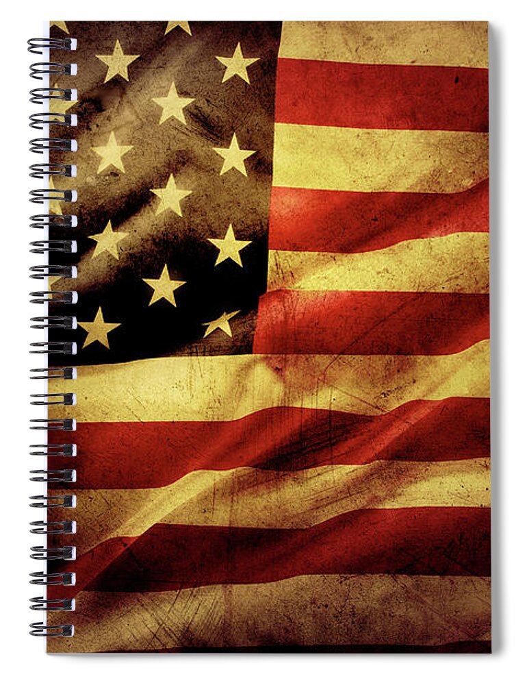 American Flag Spiral Notebook featuring the photograph American flag 4 by Les Cunliffe