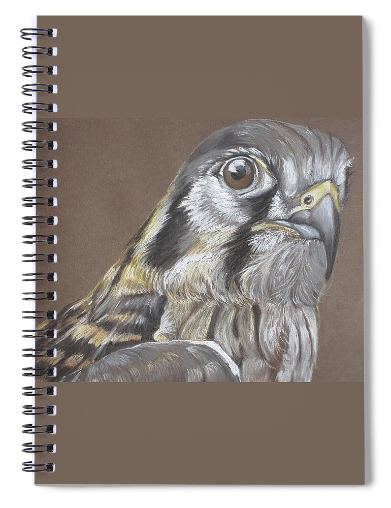 Bird Spiral Notebook featuring the pastel American kestrel by Teresa Smith