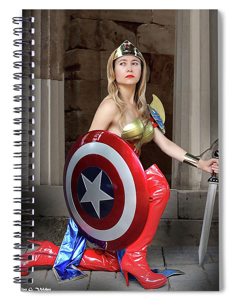 Captain America Spiral Notebook featuring the photograph American Shield by Jon Volden
