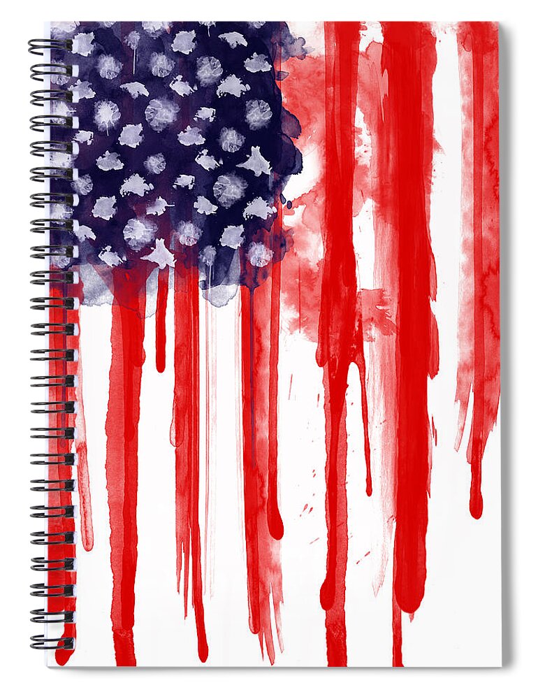 America Spiral Notebook featuring the painting American Spatter Flag by Nicklas Gustafsson