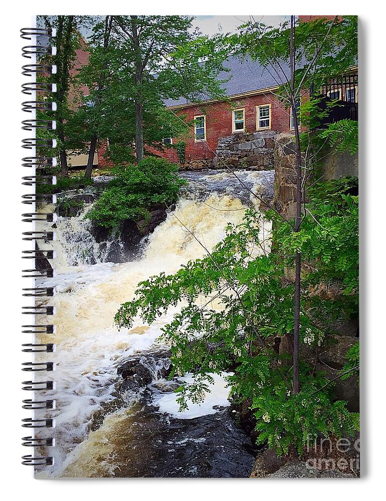 Amesbury Spiral Notebook featuring the painting Amesbury Mill Yard by Anne Sands