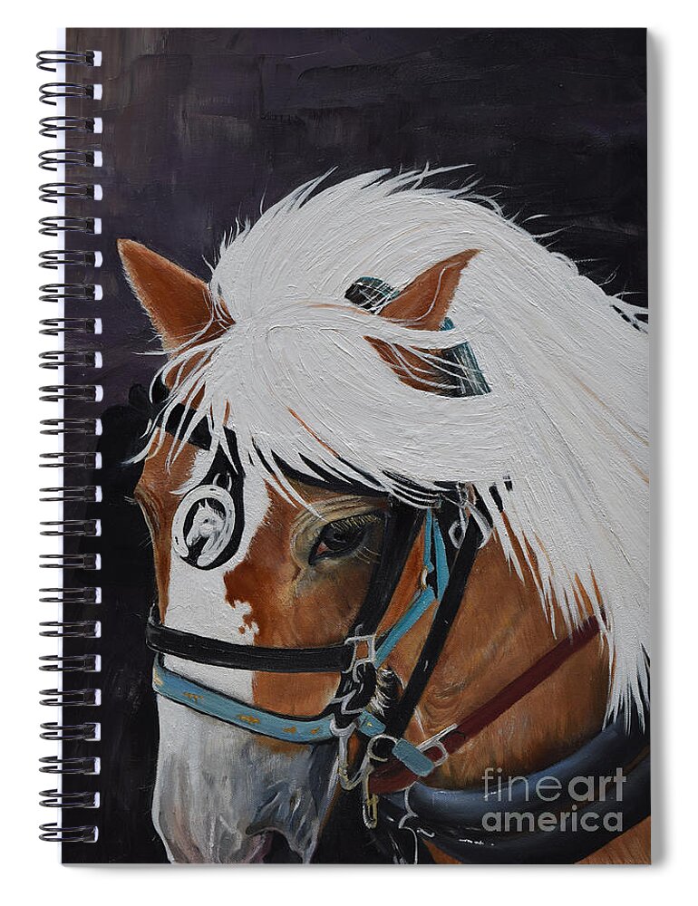Horse Spiral Notebook featuring the painting Amos - Haflinger - Horse by Jan Dappen