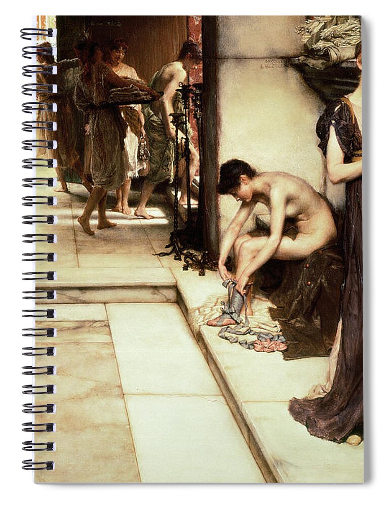 Apodyterium Spiral Notebook featuring the painting An Apodyterium by Lawrence Alma-Tadema
