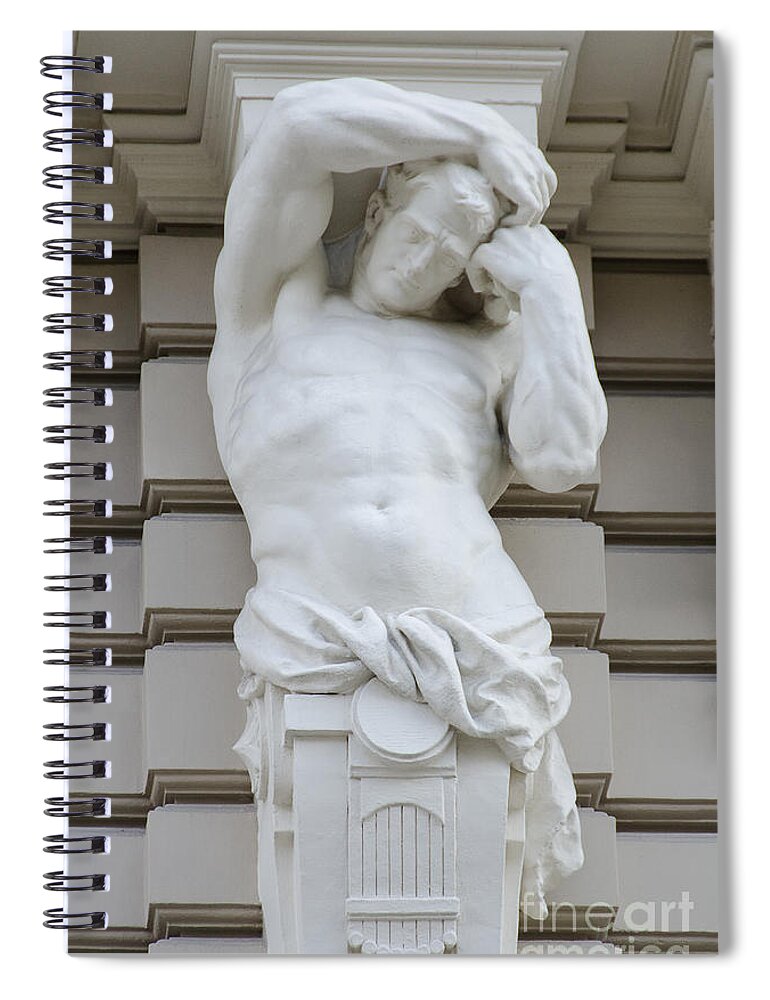 Photography Spiral Notebook featuring the photograph An atlas in Riga by RicardMN Photography