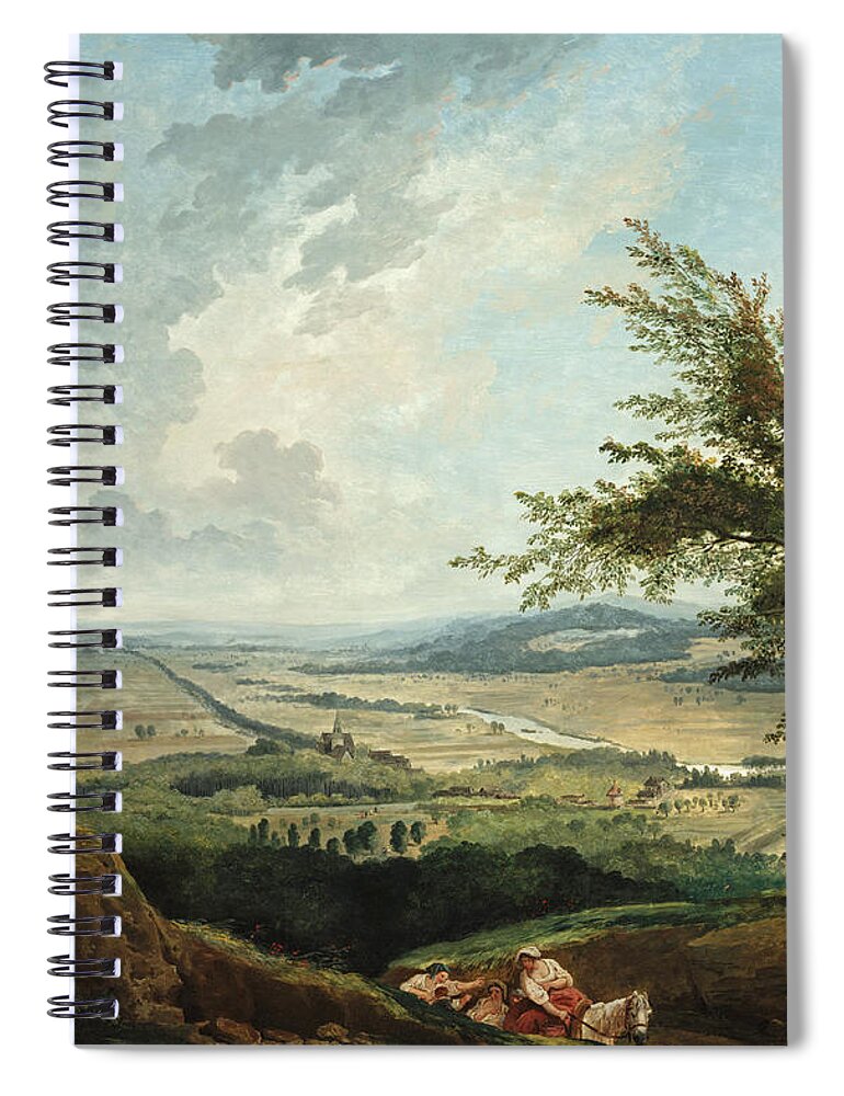 Hubert Robert Spiral Notebook featuring the painting An Extensive Landscape near Paris by Hubert Robert