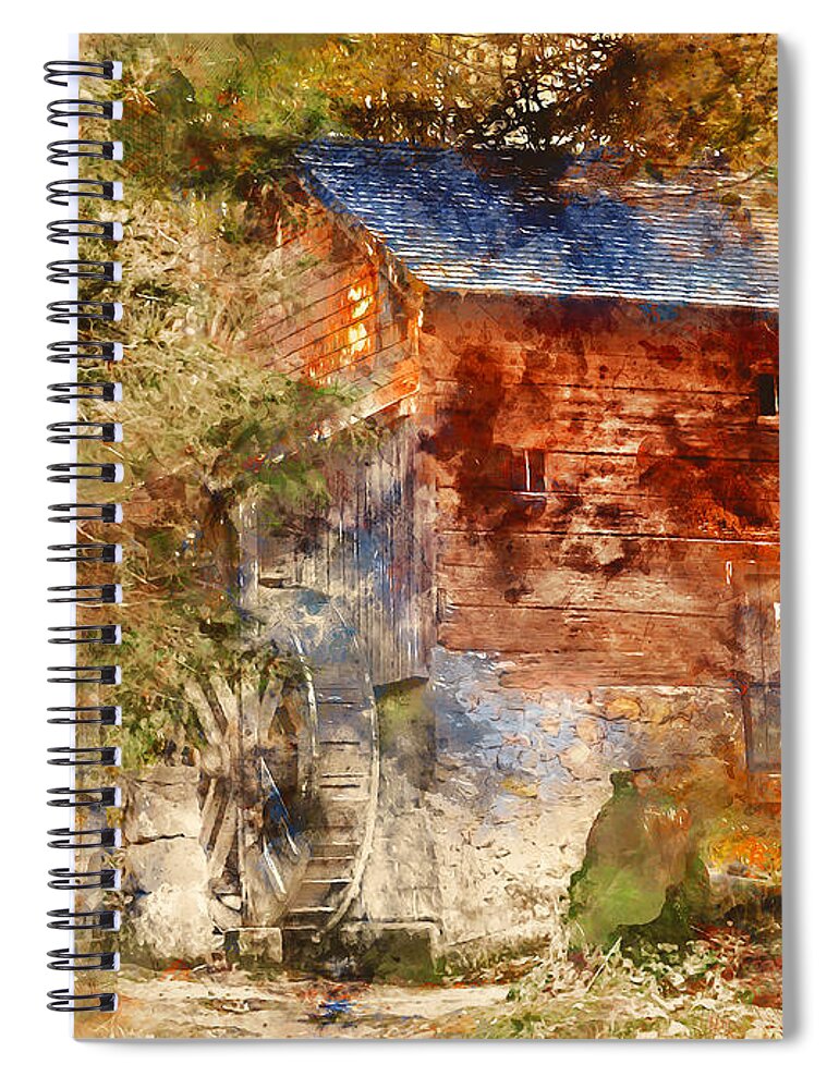 Mill Spiral Notebook featuring the painting An old watermill - 12 by AM FineArtPrints