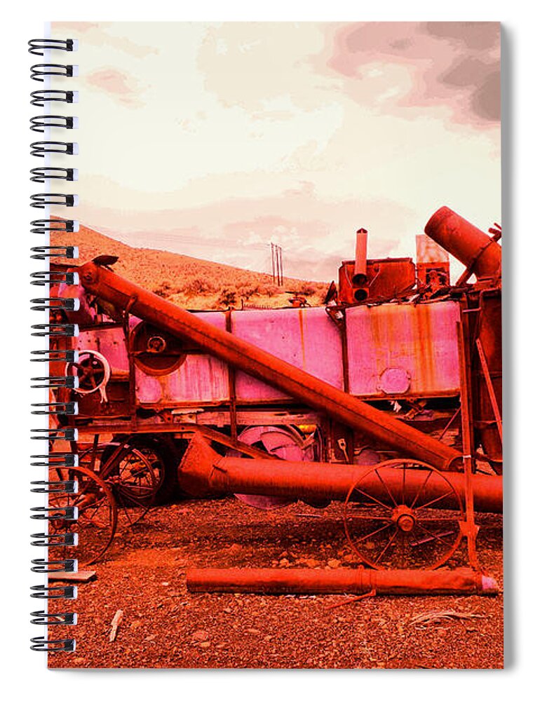 Old Spiral Notebook featuring the photograph An old rusty harvestor by Jeff Swan