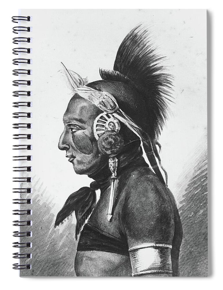 Pavel Petrovich Svinin Spiral Notebook featuring the painting An Osage Warrior by MotionAge Designs