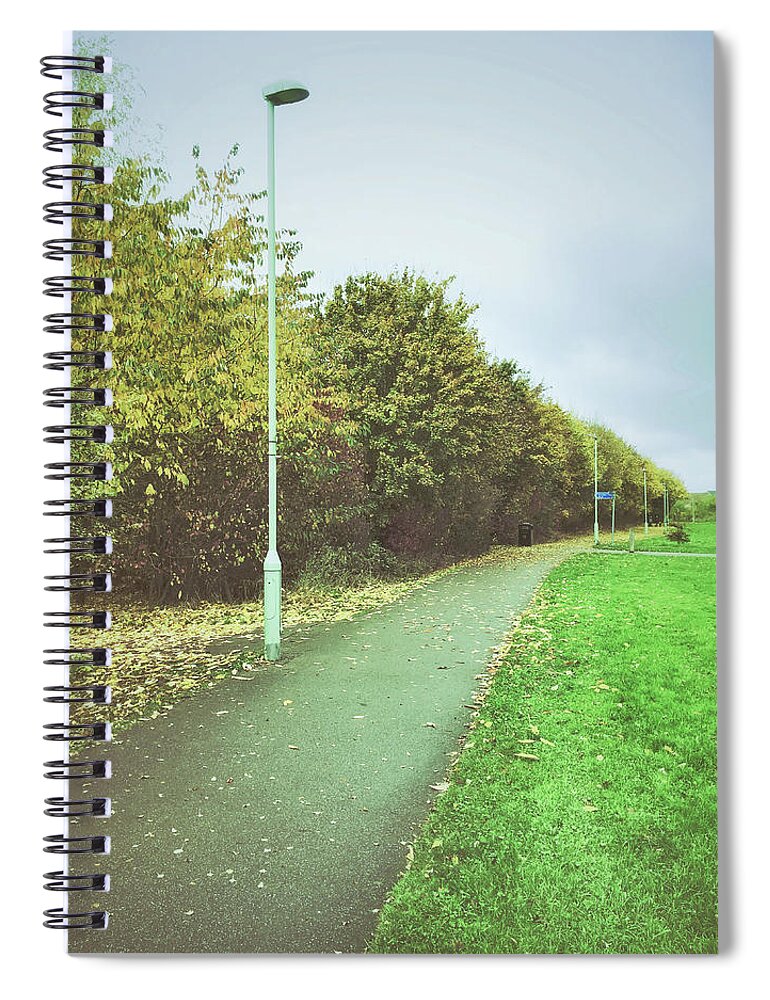 Autumn Spiral Notebook featuring the photograph An outdoor walkway by Tom Gowanlock