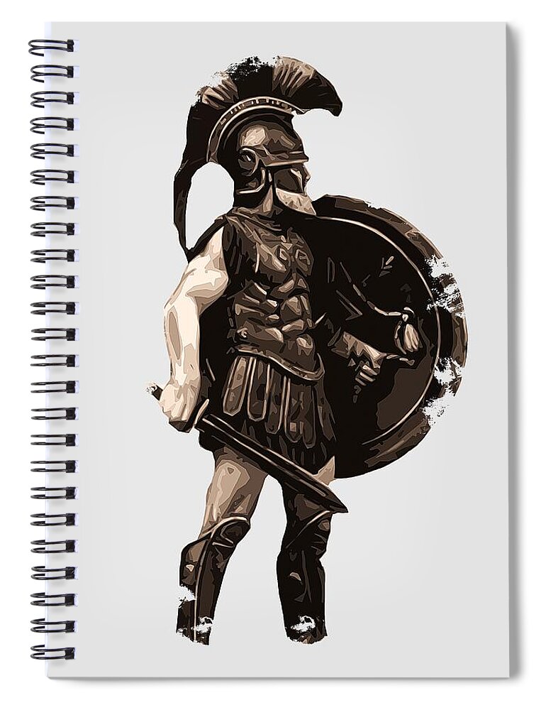 Spartan Warrior Spiral Notebook featuring the painting Ancient Greek Hoplite by AM FineArtPrints