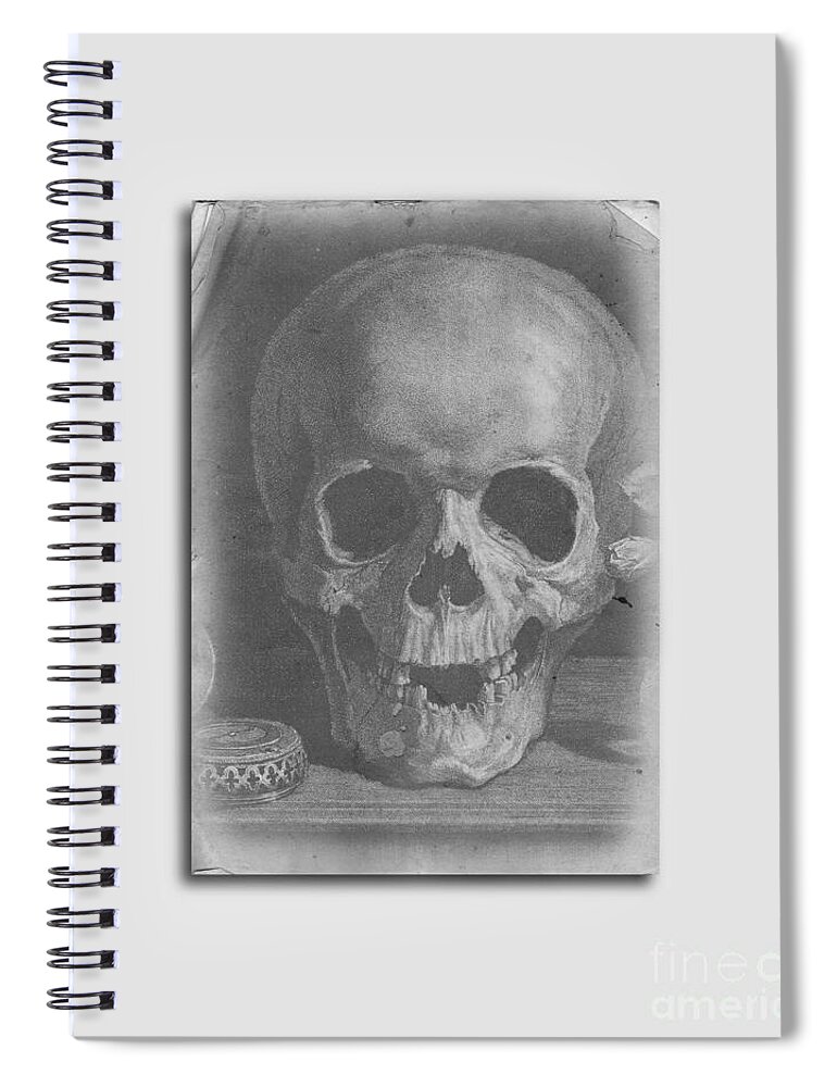 Skull Spiral Notebook featuring the digital art Ancient Skull Tee by Edward Fielding