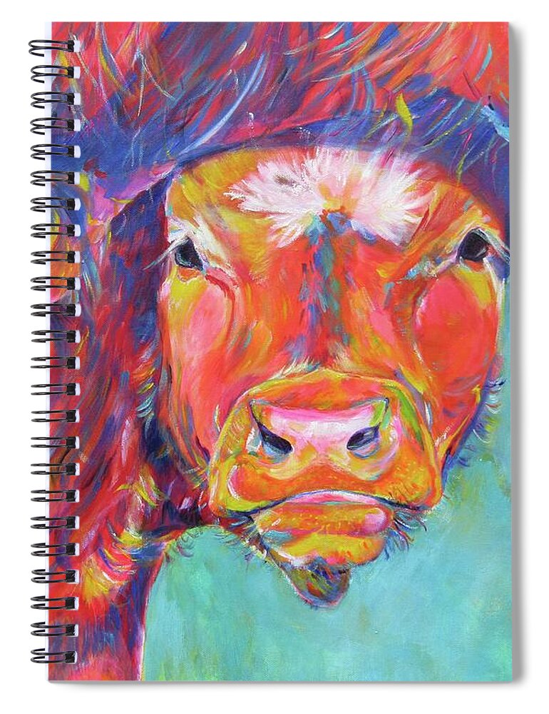Calf Spiral Notebook featuring the painting Calf and Udders by Karin McCombe Jones