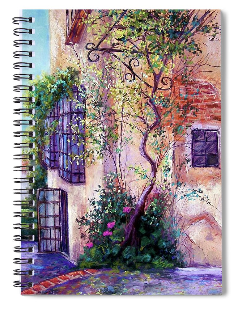 Spanish Landscape Spiral Notebook featuring the pastel Andalucian Garden by Candy Mayer