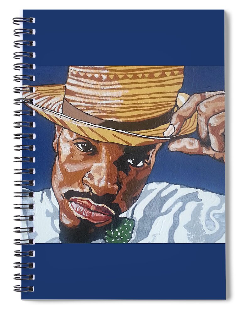Andre 3000 Spiral Notebook featuring the painting Andre Benjamin by Rachel Natalie Rawlins
