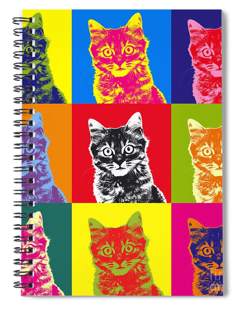 Warhol Spiral Notebook featuring the photograph Andy Warhol Cat by Warren Photographic