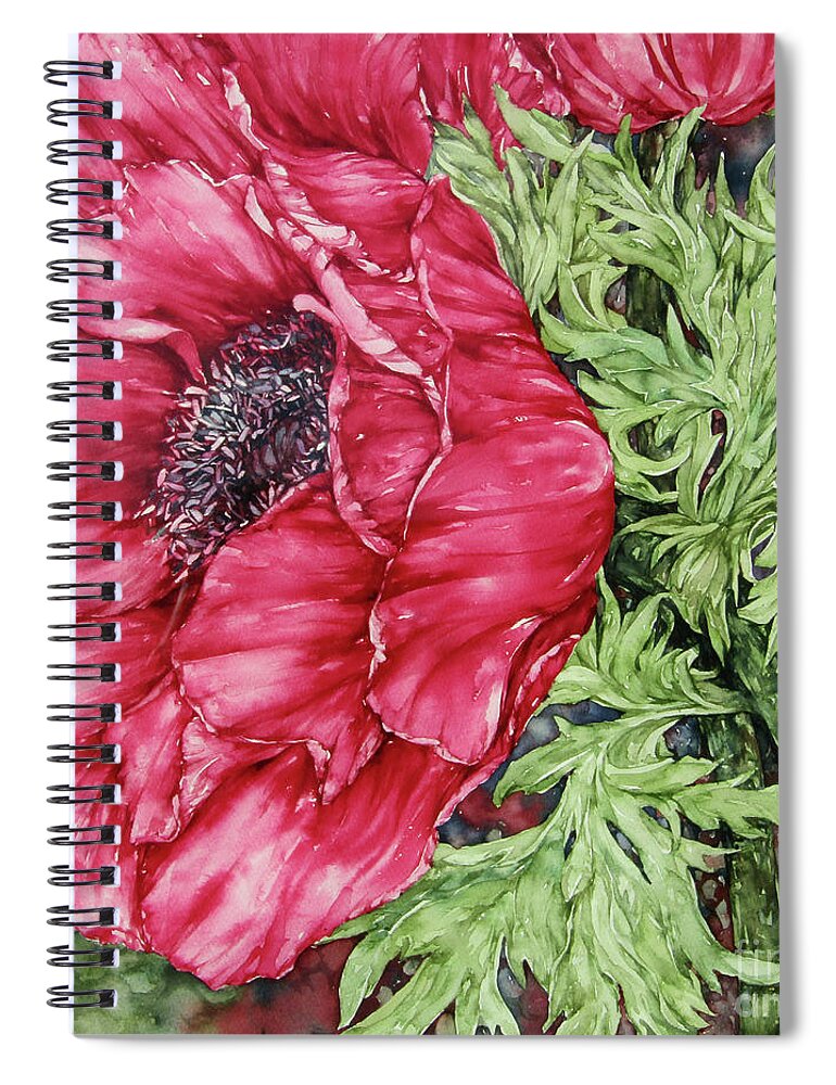 Anemone Spiral Notebook featuring the painting Anemone by Kim Tran