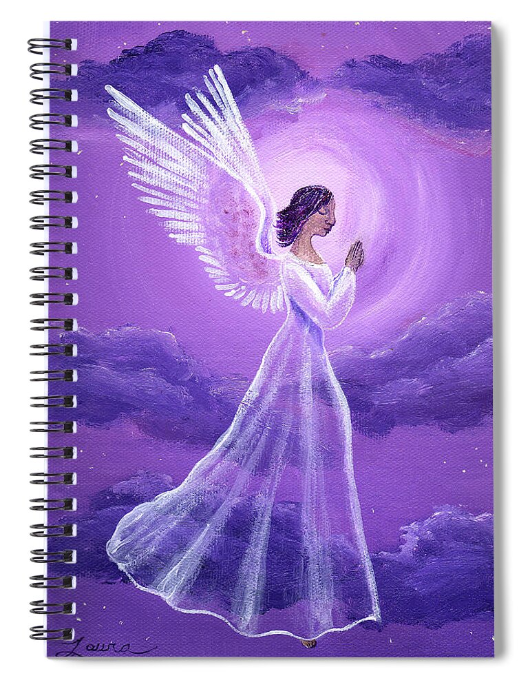 Original Spiral Notebook featuring the painting Angel in Amethyst Moonlight by Laura Iverson