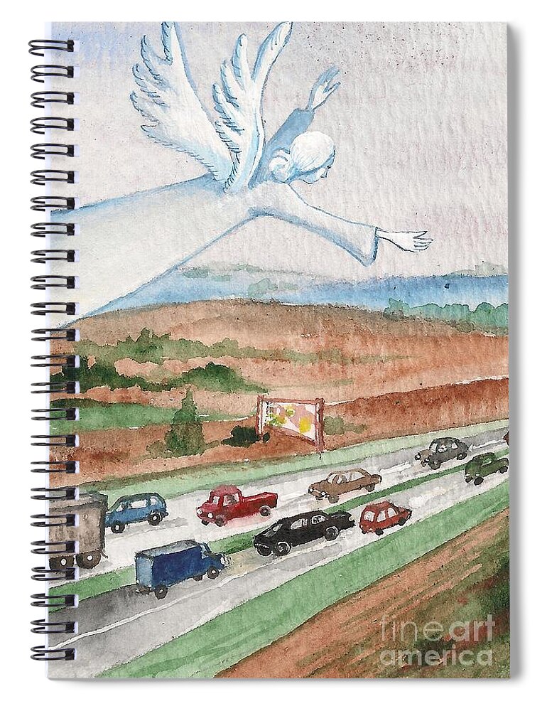 Print Spiral Notebook featuring the painting Angel of Safety by Margaryta Yermolayeva
