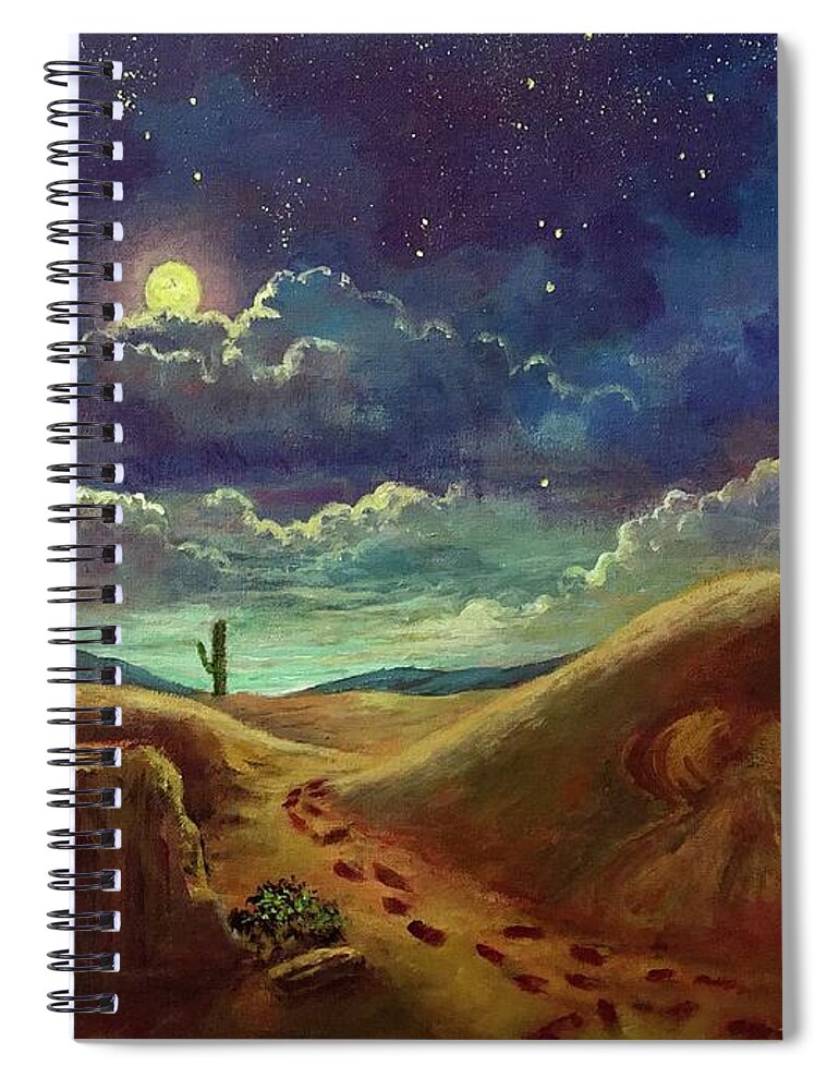 Angel Spiral Notebook featuring the painting Angel of the Desert by Rand Burns