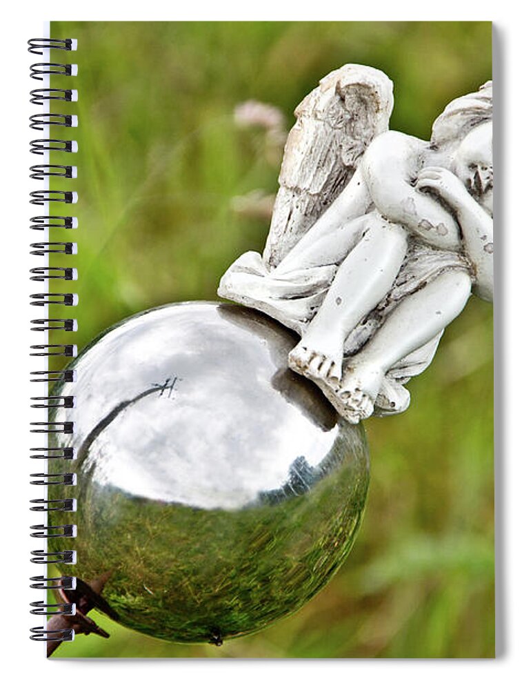 Photograph Spiral Notebook featuring the photograph Angel on her Silver Ball by Adriana Zoon