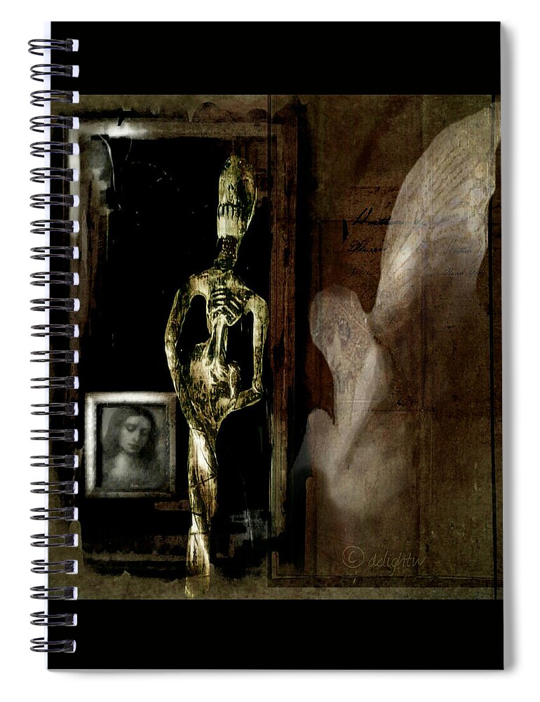 Dark Art Spiral Notebook featuring the digital art Angels Among Us by Delight Worthyn