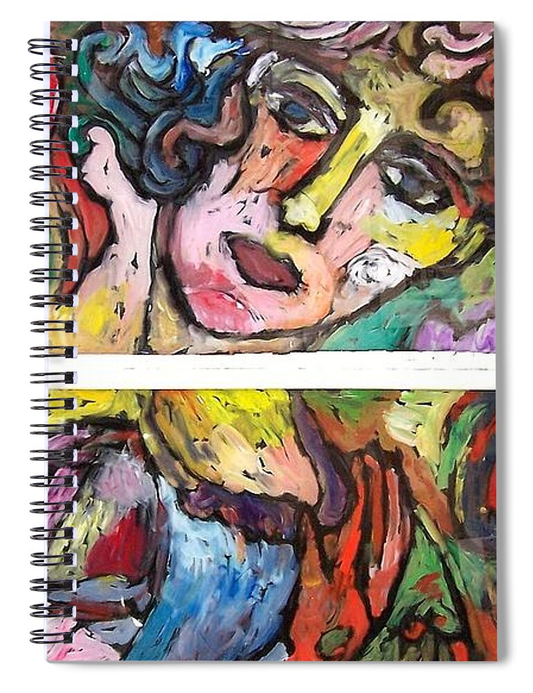 Angels Glass Pane Painting Botticelli Spiral Notebook featuring the painting Angles Unaware Back by Mykul Anjelo