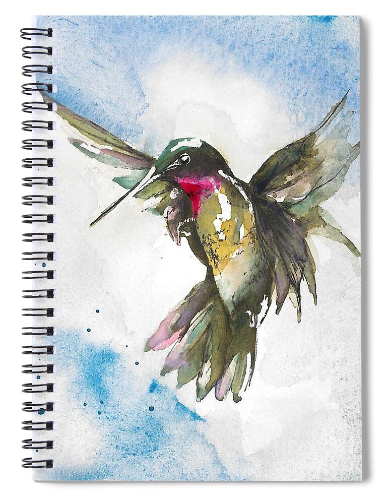 Angry Hummingbird Spiral Notebook featuring the painting Angry Hummingbird by Norah Daily