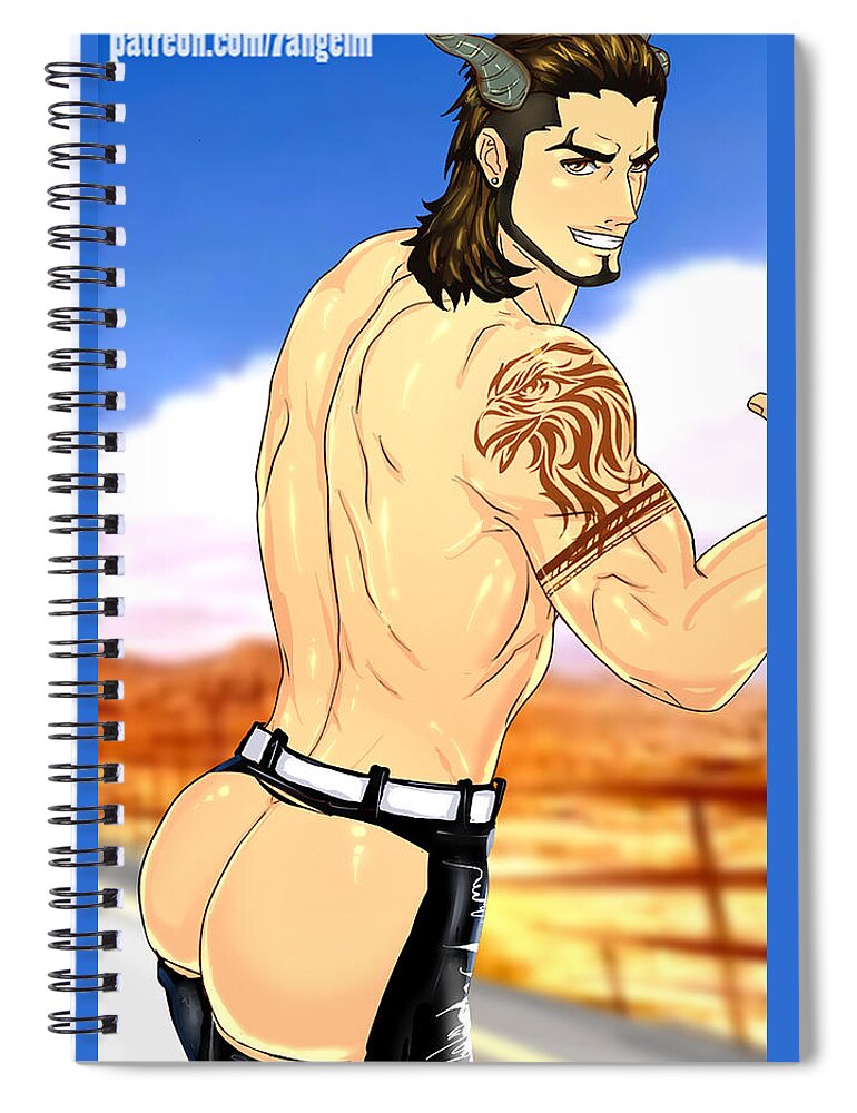 Gay Spiral Notebook featuring the digital art Anime Muscle Guys Boys Yaoi Male Characters Gay Art Gladiolus by 7angelm