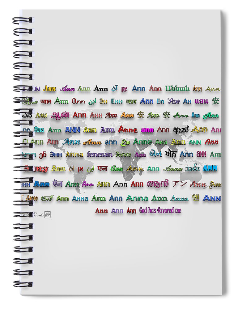Mccombie Spiral Notebook featuring the digital art Ann by J McCombie