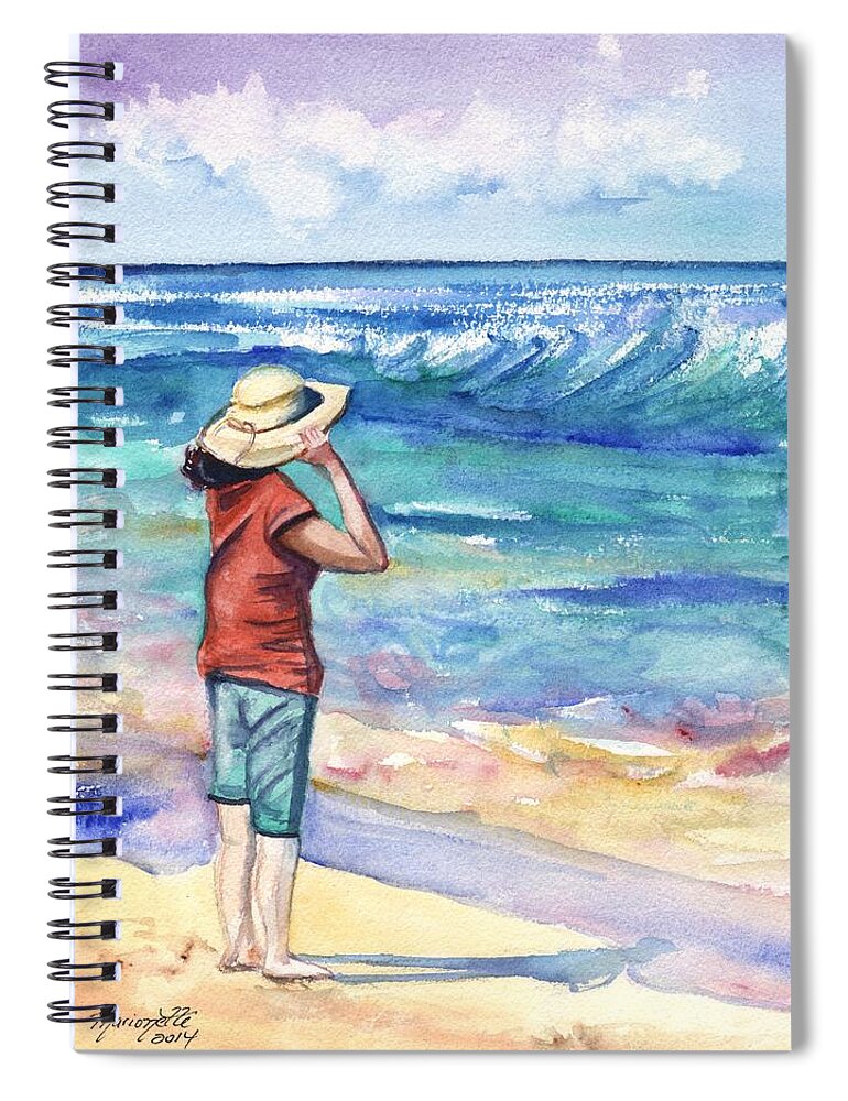 Woman On Beach Spiral Notebook featuring the painting Another Nice Day at the Beach by Marionette Taboniar