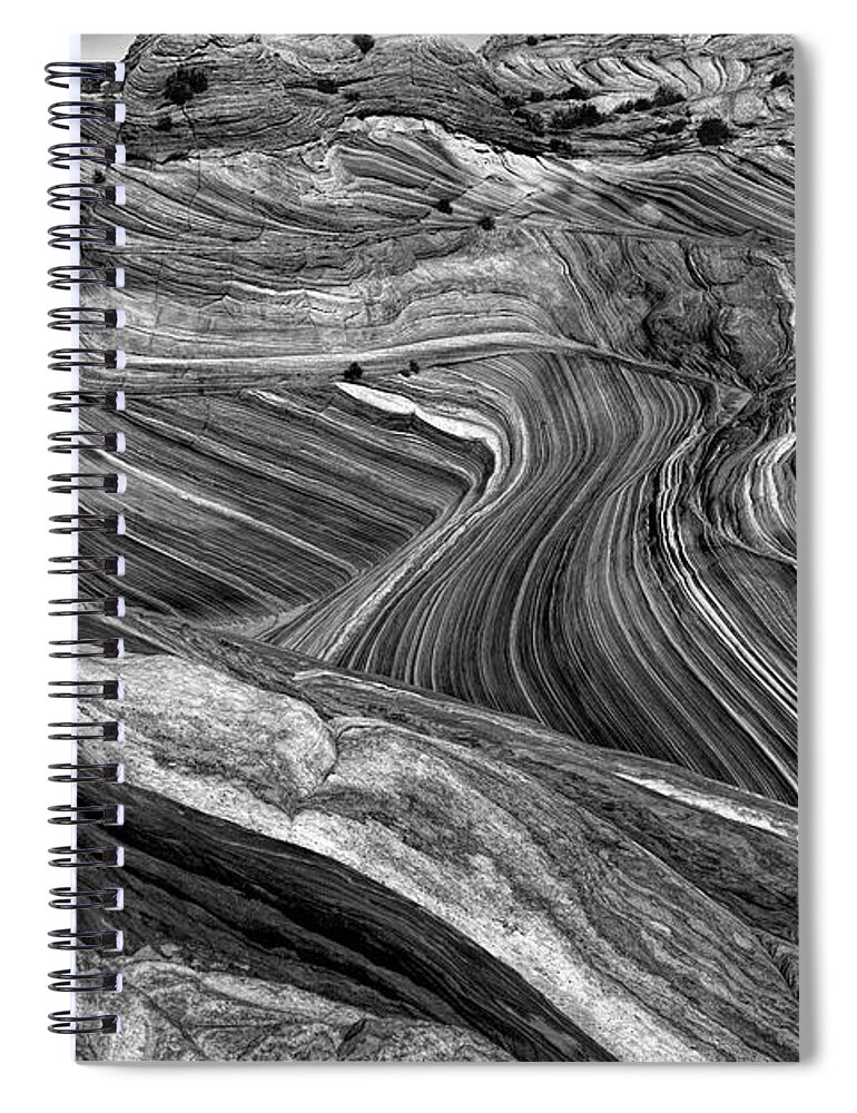 The Wave Spiral Notebook featuring the photograph Another World B/W by Jonathan Davison