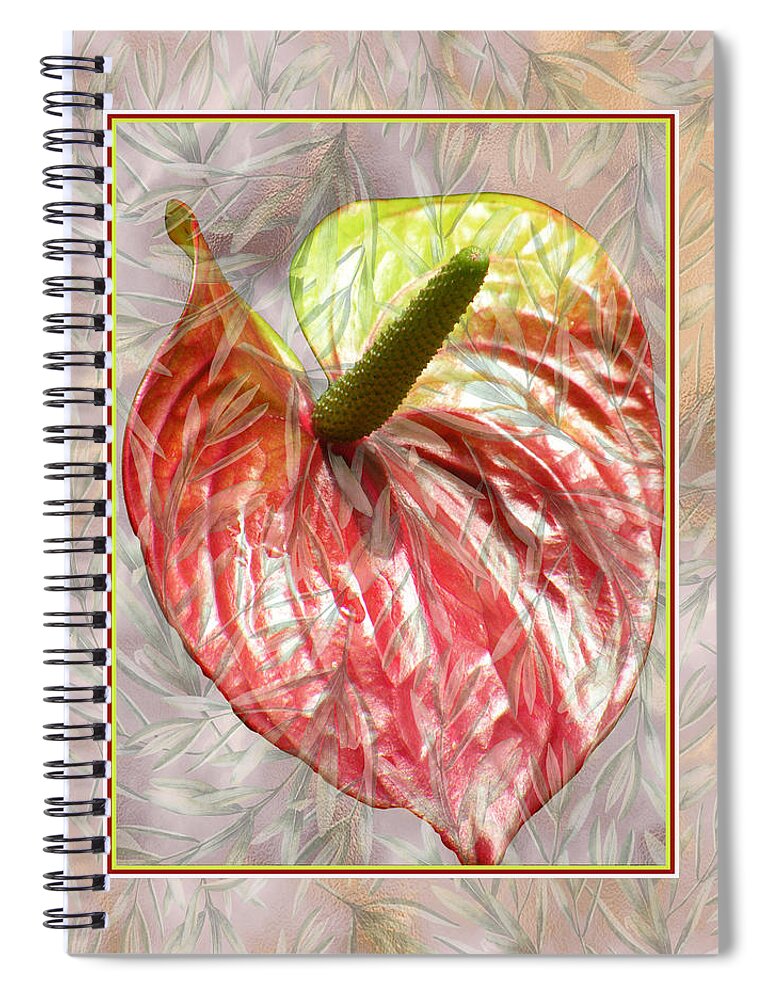 Flower Spiral Notebook featuring the mixed media Anthurium Design by Rosalie Scanlon