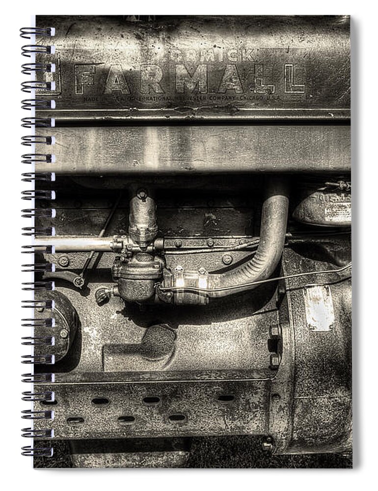 Tractor Engine Spiral Notebook featuring the photograph Antique Farmall Engine by Mike Eingle