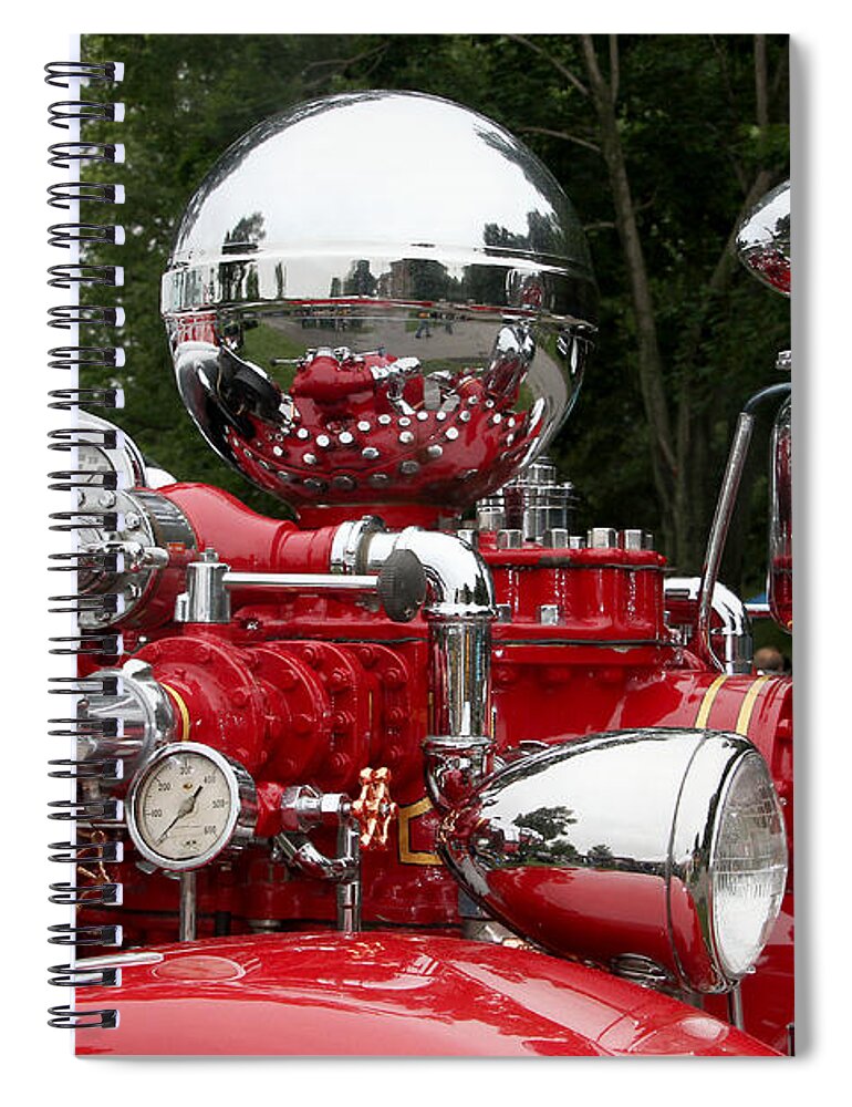 Vintage Spiral Notebook featuring the photograph Antique Fire Engine 2 by Bob Slitzan