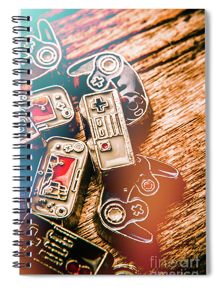 Gaming Spiral Notebook featuring the photograph Antique gaming consoles by Jorgo Photography