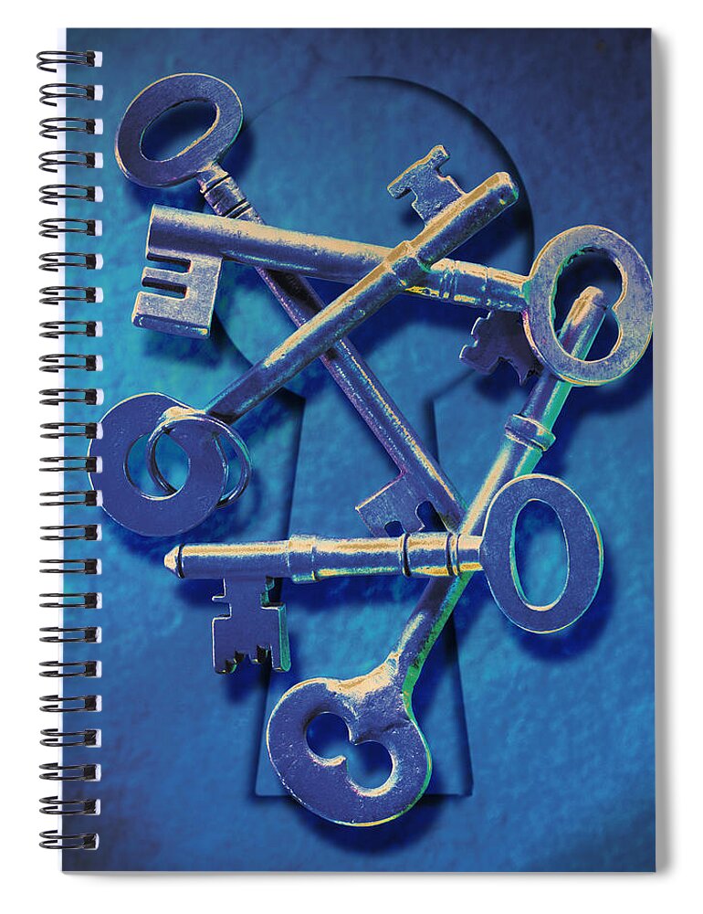 Antique Keys Spiral Notebook featuring the photograph Antique Keys by Kelley King