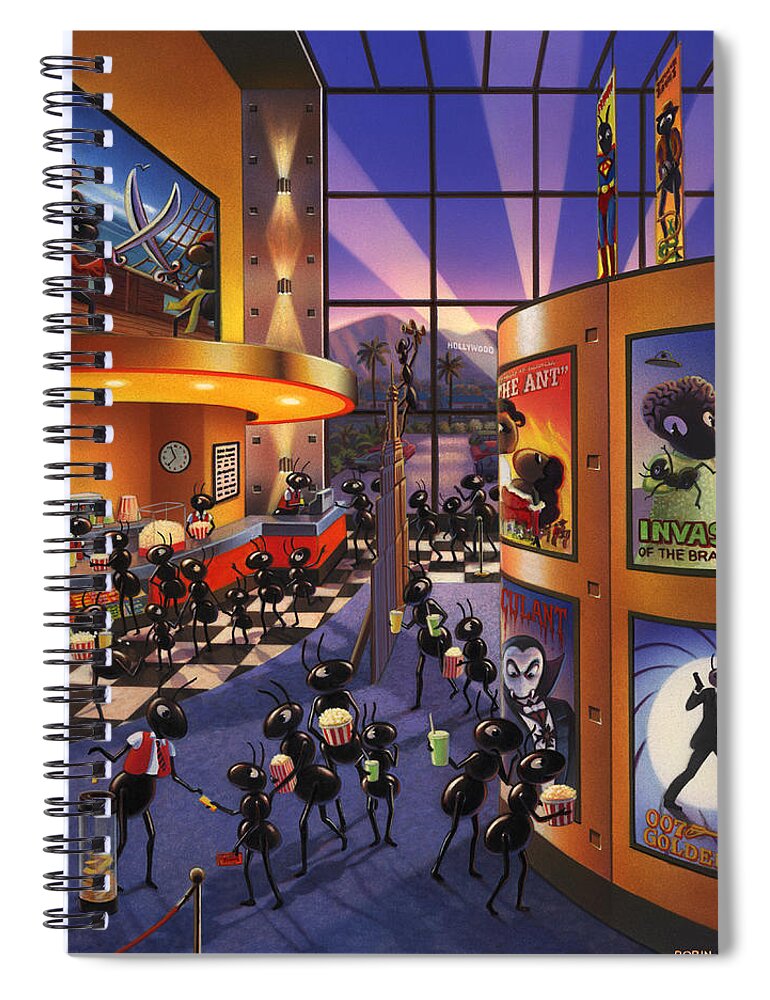 Ants. Ant Farm Characters Spiral Notebook featuring the painting Ants at the Movie Theatre by Robin Moline