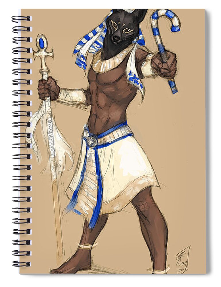 Anubis Spiral Notebook featuring the digital art Anubis by Brandy Woods