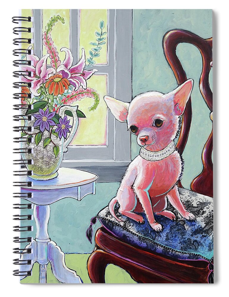 Chihuahua Portrait Spiral Notebook featuring the painting Anything Else, My Lady? by Ande Hall
