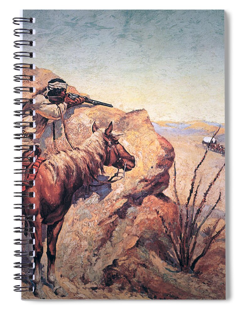 Apache Ambush By Frederic Remington Spiral Notebook featuring the painting Apache Ambush by Frederic Remington