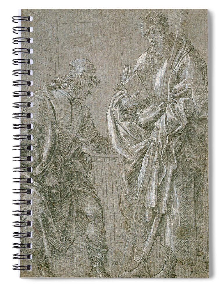 15th Century Art Spiral Notebook featuring the drawing Apostle and Youth by Filippino Lippi