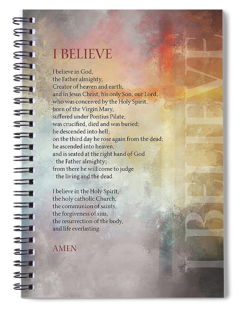 Religion Spiral Notebook featuring the digital art Apostles Creed by Terry Davis