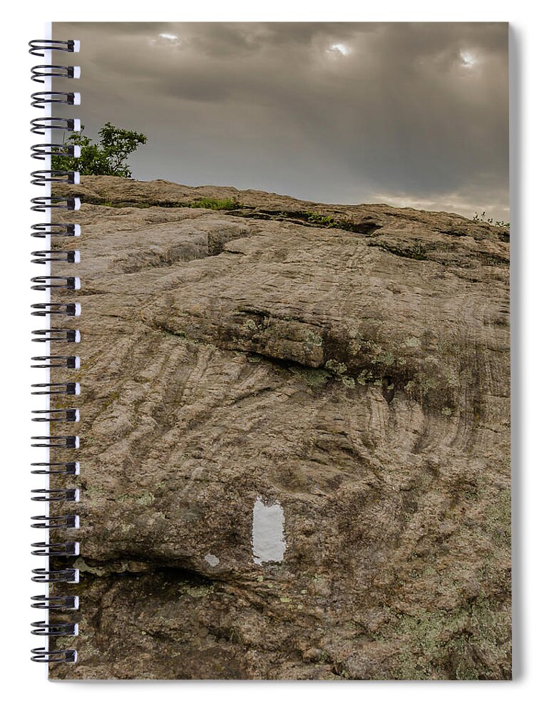 Adventure Spiral Notebook featuring the photograph Appalachian Trail blaze on Rock by Kelly VanDellen