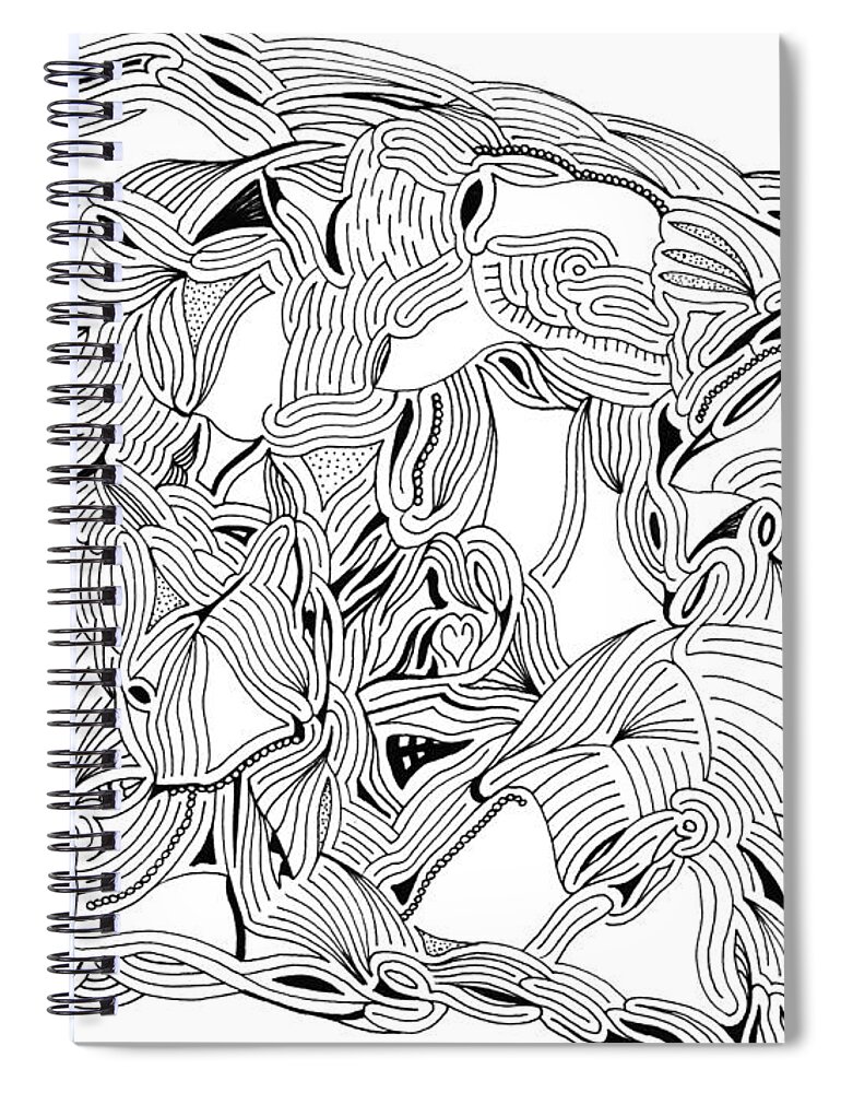 Mazes Spiral Notebook featuring the drawing Apparitions by Steven Natanson