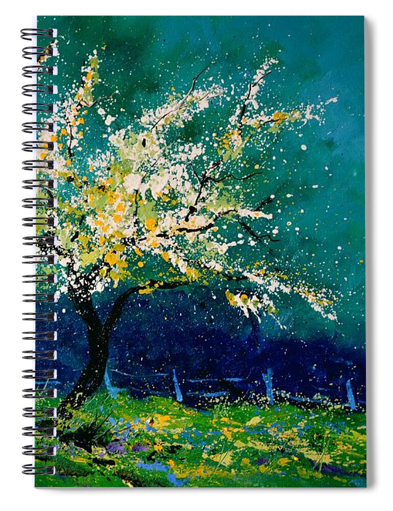 Landscape Spiral Notebook featuring the painting Appletree In Blossom by Pol Ledent