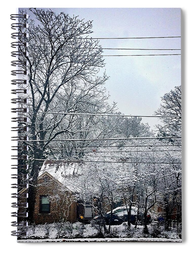Winter Scene Spiral Notebook featuring the photograph April Snow by Frank J Casella