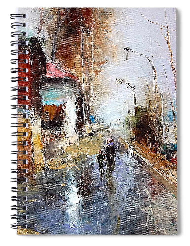 Russian Artists New Wave Spiral Notebook featuring the painting April. The River Volga by Igor Medvedev