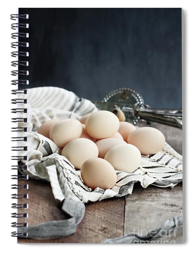 Eggs Spiral Notebook featuring the photograph Apron and Eggs by Stephanie Frey